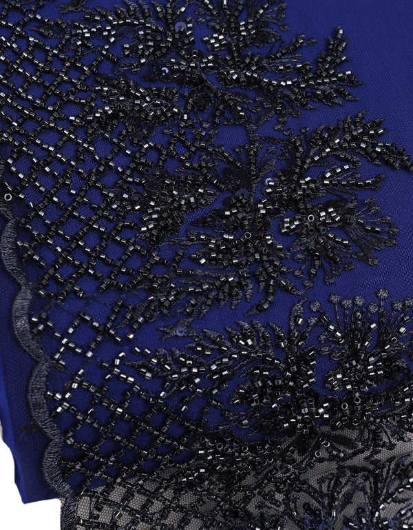 Beaded Border Lace - (Navy Blue)